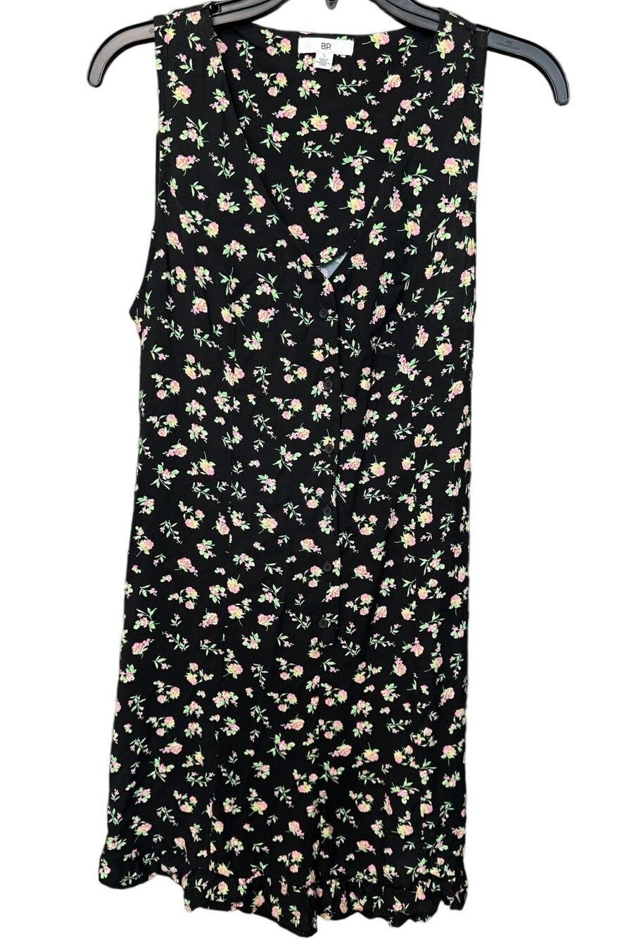 New BP. NORDSTROM Black Grounded Ditsy Floral Button-Up Romper Size S VACAY